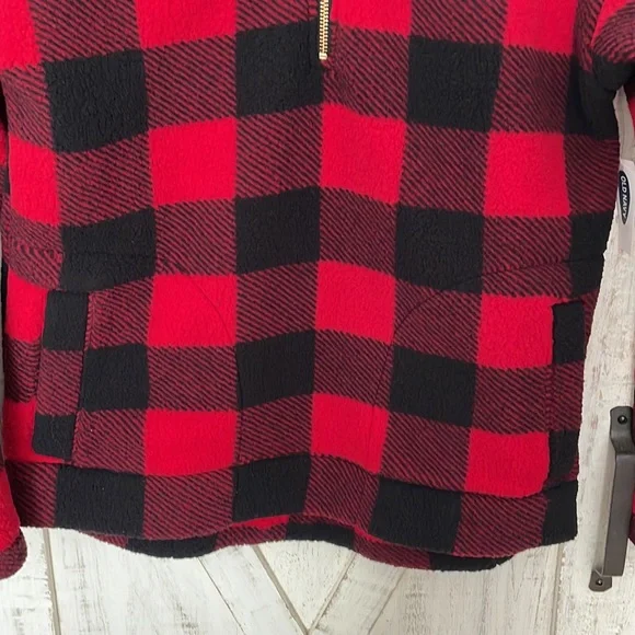 NWT Old Navy Buffalo Plaid Pullover Quarter Zip Fleece - Picture 6 of 9